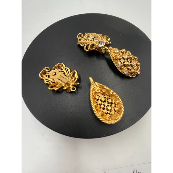 Jose Maria Barrera Avon Versatile Elegance Rhinestone Filigree Clip-On Earrings - Picture 7 of 10